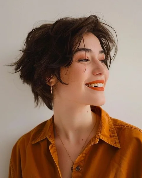 Soft Caramel Pixie-Bob with Messy Tucked Layers