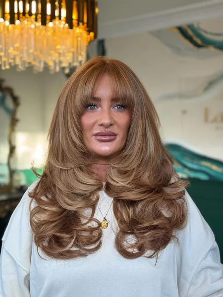 Soft Caramel Shag with Feathered Choppy Layers