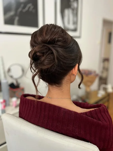 Softly Tucked French Bun with Romantic Curls