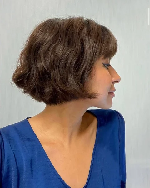 Textured French Bob with Airy Curtain Bangs