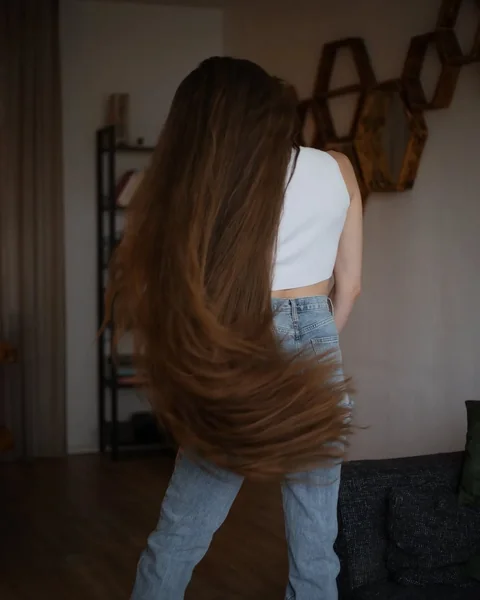 Ultra-Long Brunette Tresses with Natural Flowing Movement