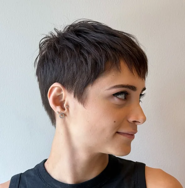 Ultra-Short Choppy Pixie with Micro Fringe
