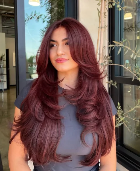 long layered haircuts with face framing