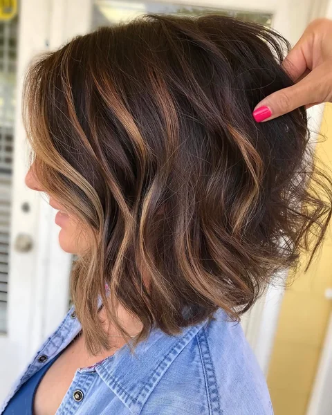 Warm Cinnamon Layers with Soft Choppy Fringe