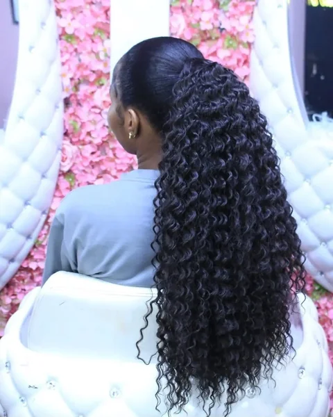 Extra-Long Deep Wave Ponytail with High Volume