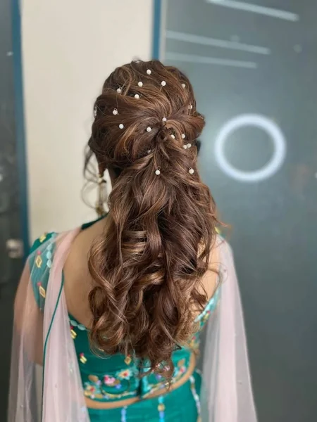 Romantic Woven Half-Up Style with Pearl Accents