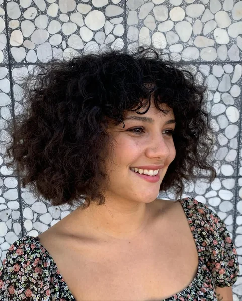Airy Cropped Curly Bob with Full Texture