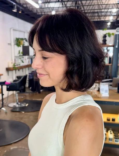 Airy Espresso Italian Bob with Soft Face-Framing Layers