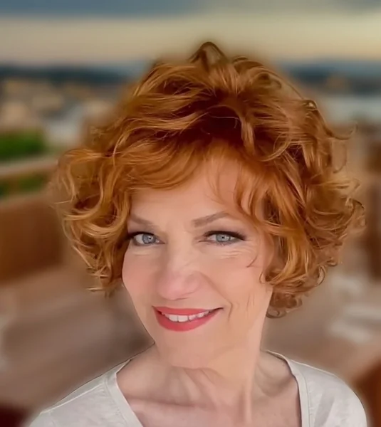 Fiery Copper Curly Pixie for Mature Women