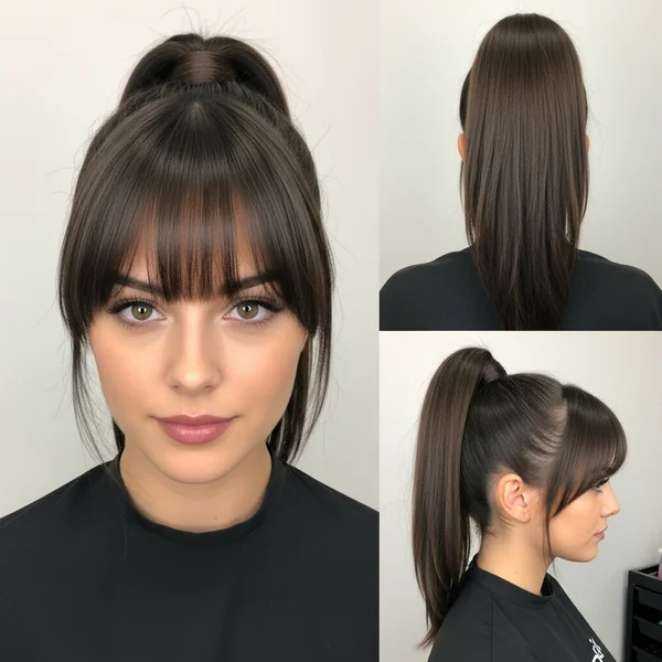 High Ponytail Hairstyles With Bangs