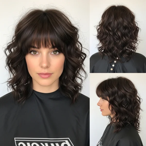 layered curly haircuts with bangs