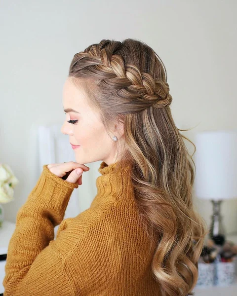 Long Ash-Brown French Braid with Dimensional Highlights