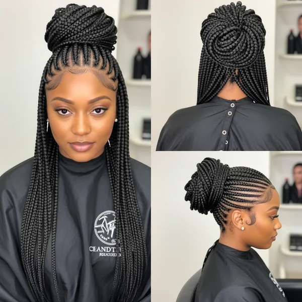 long braids hairstyles buns