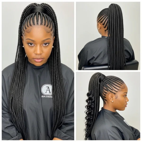 long braids hairstyles ponytail