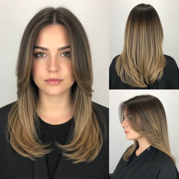 long wolf cut straight hair round face