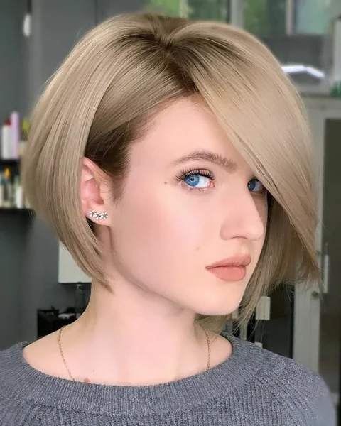 Modern Ash Blonde Asymmetrical Pixie Bob