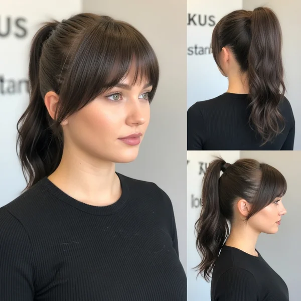 Ponytail Hairstyles With Bangs
