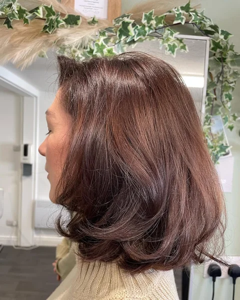Rich Mahogany Voluminous Bob with Curved Ends