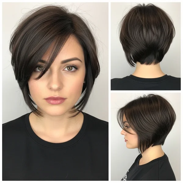 Short Angled Stacked Bob Haircut