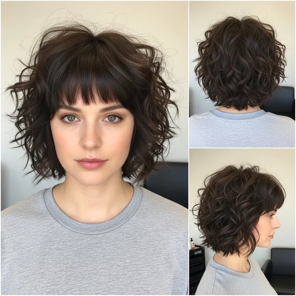 short layered curly haircuts messy bob