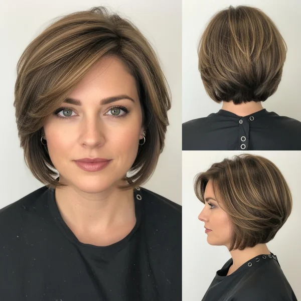 Short Layered Stacked Bob Haircut