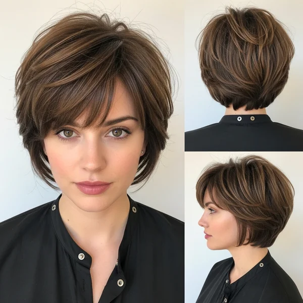 Short Stacked Bob Haircut Fine Hair With Bangs
