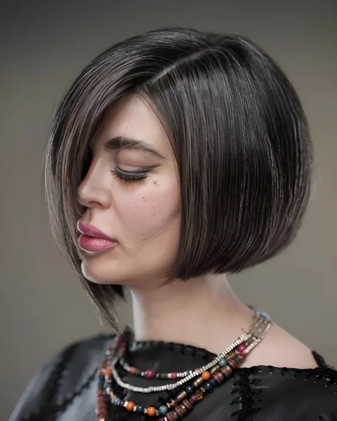 Sleek Dark Espresso Asymmetrical Stacked Bob