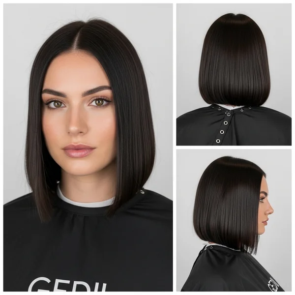 straight bob haircut round face