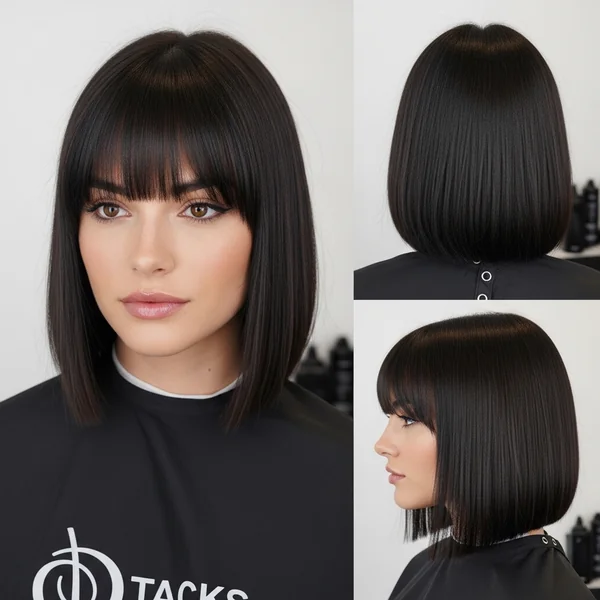 straight bob haircut with bangs