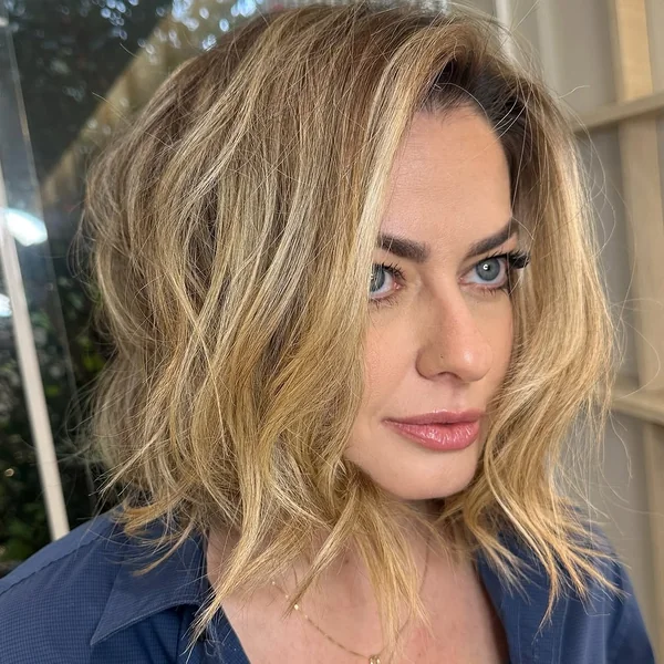 Textured Golden Blonde Bob with Choppy Layers