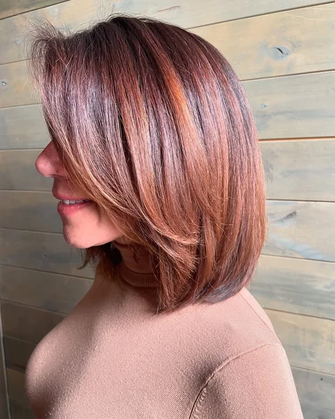Vibrant Copper Straight Bob with Face-Framing Layers