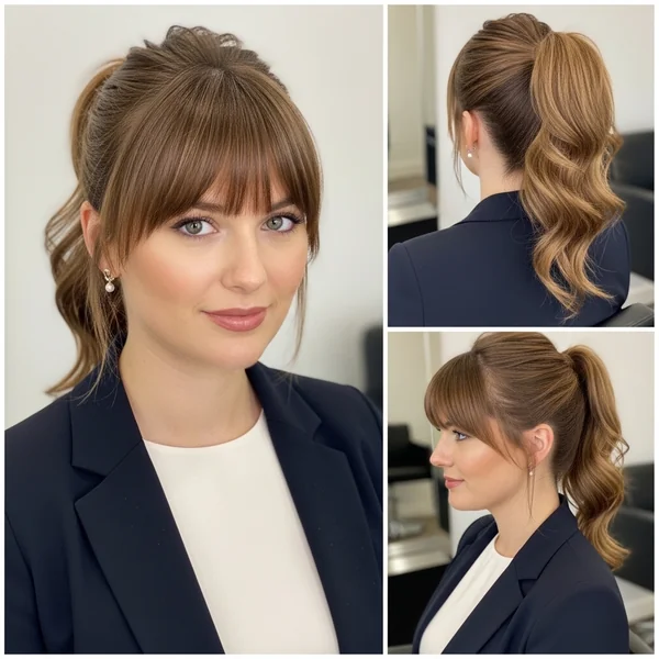 wedding ponytail hairstyles with bangs