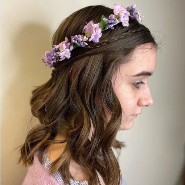 Boho Braided Crown with Floral Accent